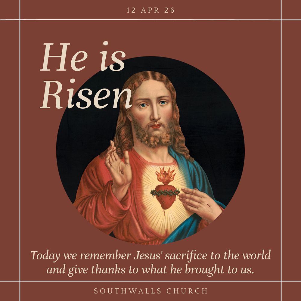 Jesus is risen Facebook post template, editable social media ad