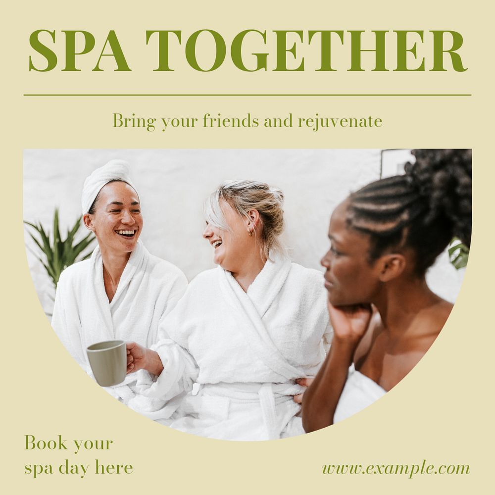 Spa with friends Instagram post template, editable text