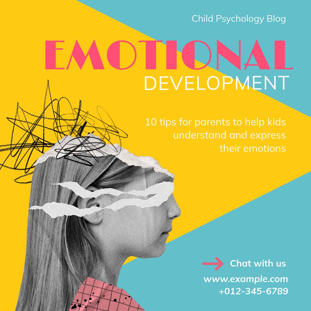 Child psychology Instagram post template, editable text