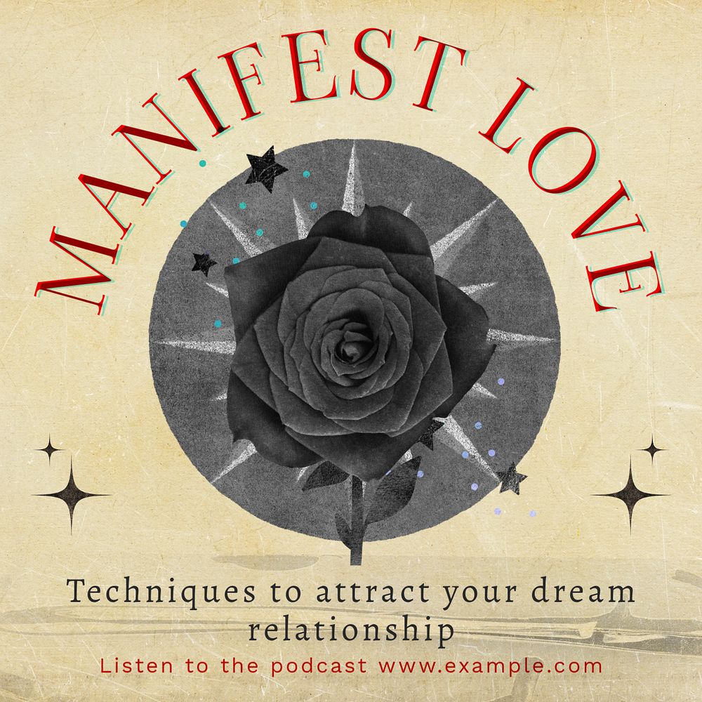 Manifest love Facebook post template, editable design