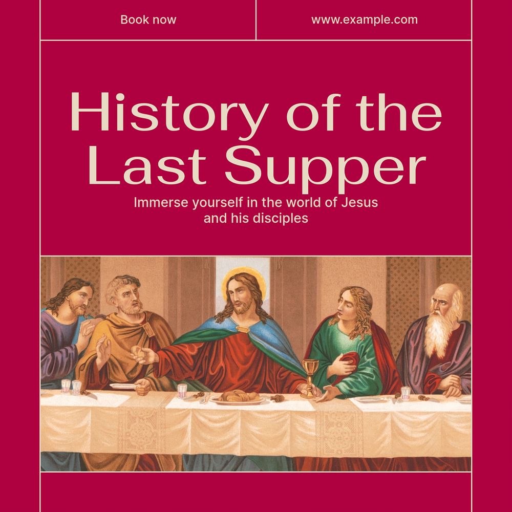 Last supper history Facebook post template, editable social media ad