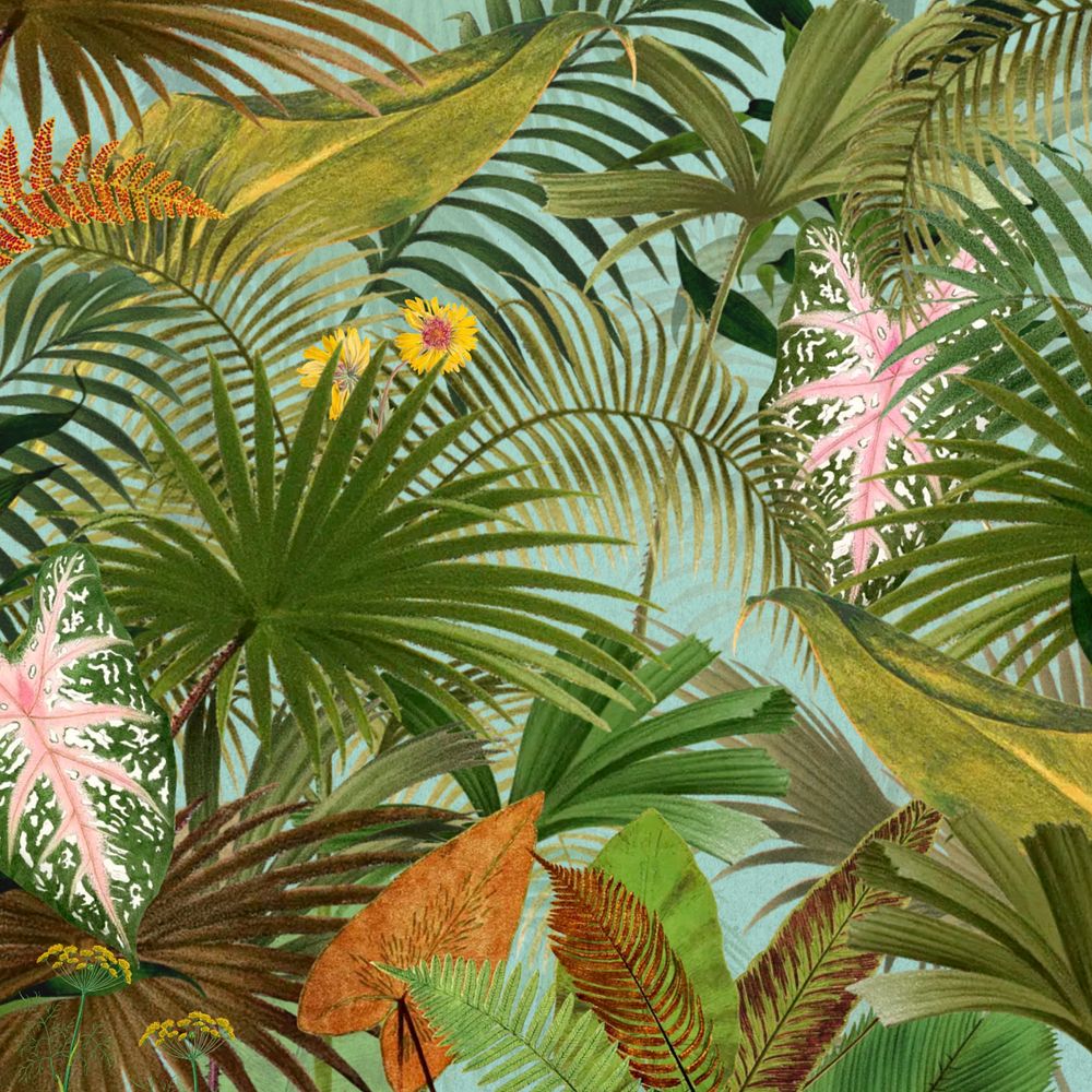 Tropical palm trees background, leaf illustration, editable design