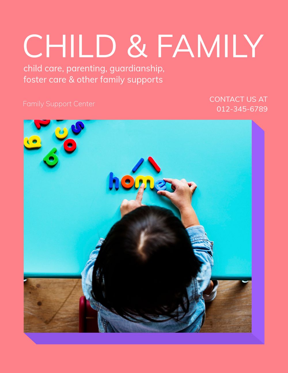 Child & family support flyer template, editable text