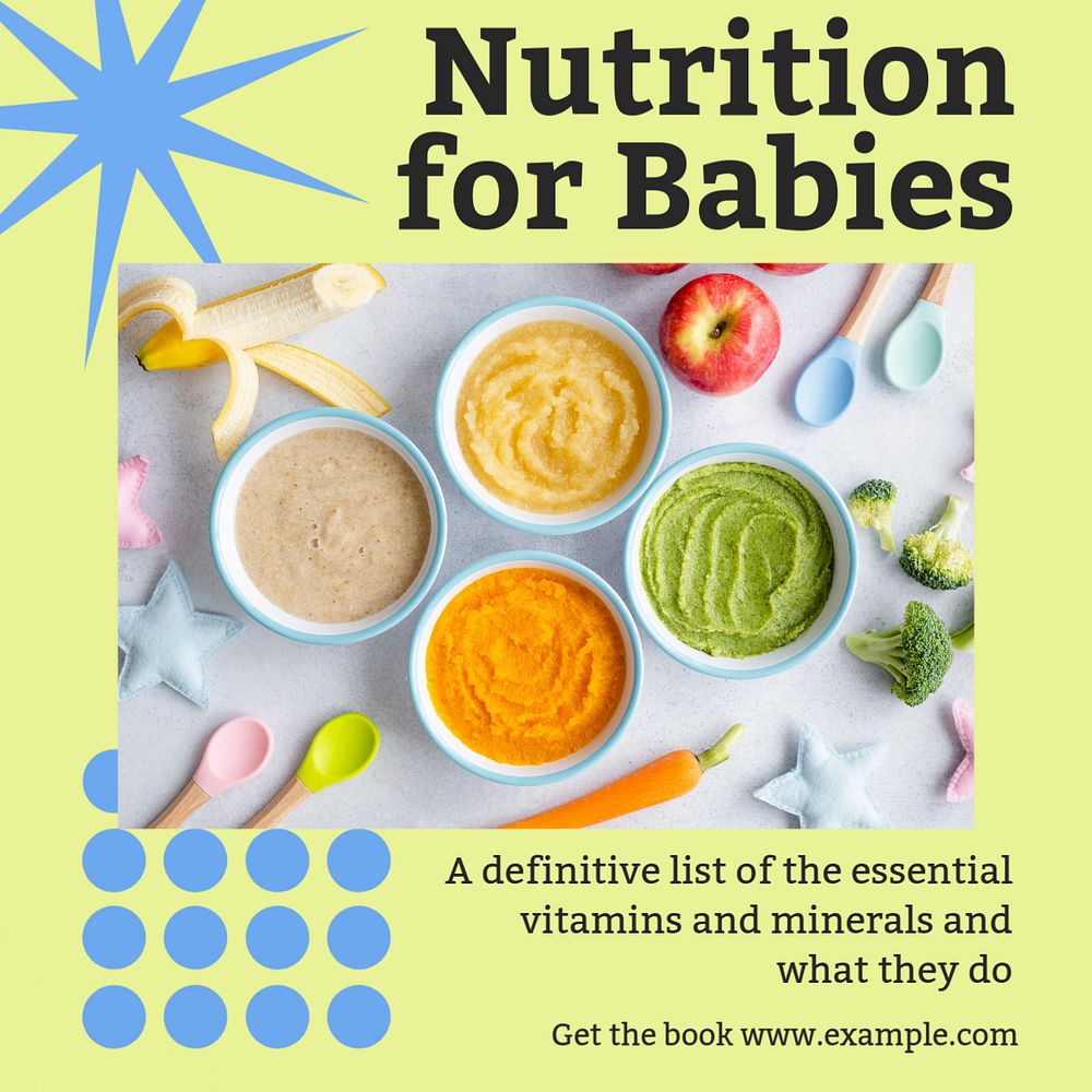 Nutrition for babies Instagram post template, editable design