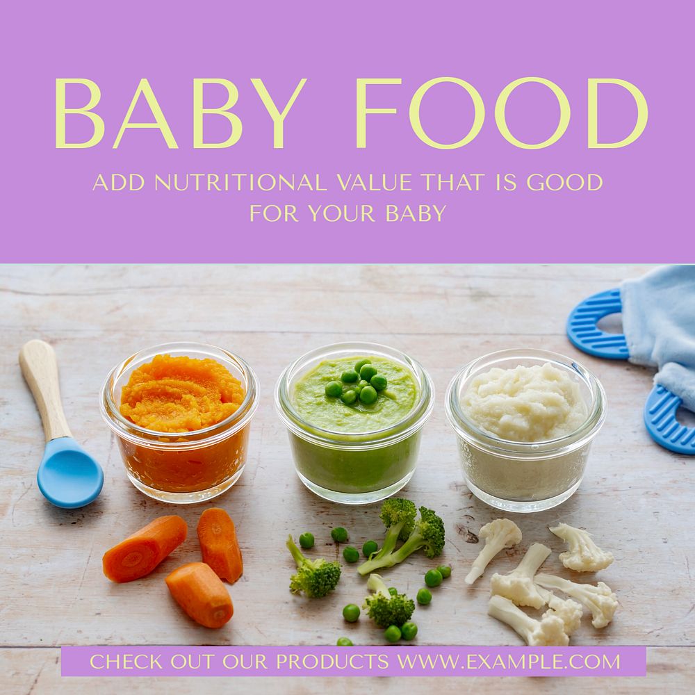 Baby food Instagram post template, editable design