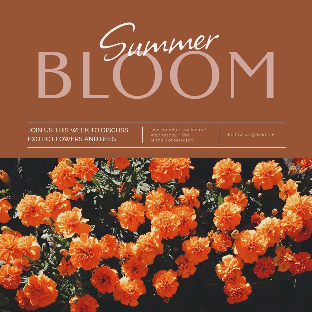 Summer bloom Facebook post template, editable social media ad