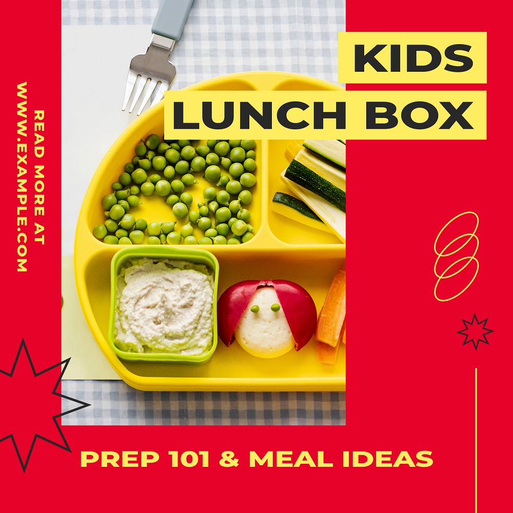 Lunch box Instagram post template, editable design
