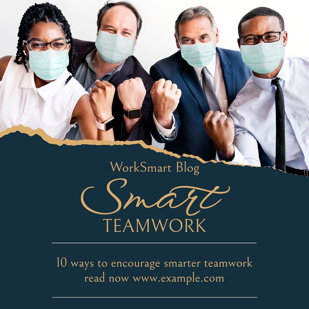 Smart teamwork Facebook post template, editable social media ad