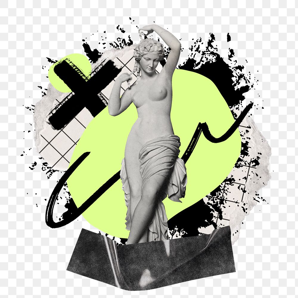 Sensual woman statue png element, urban street, editable design