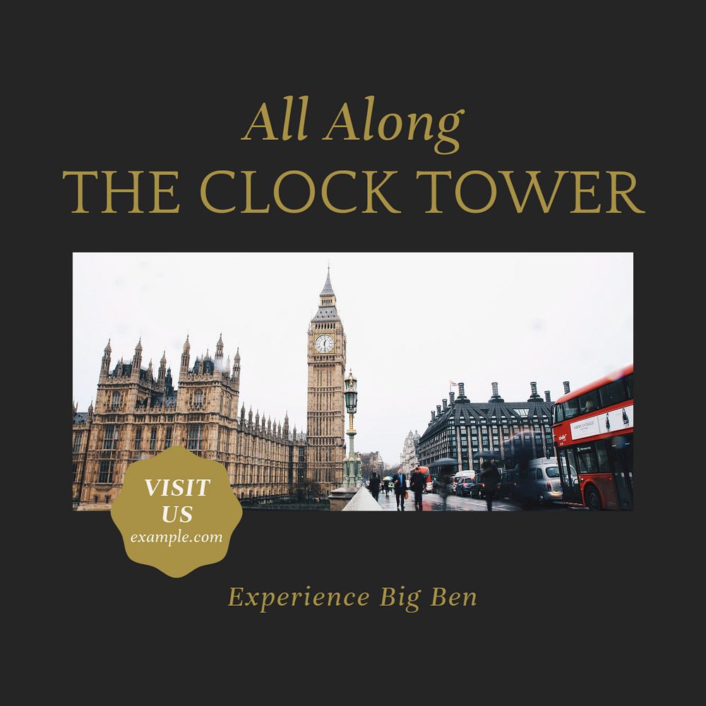 Big ben Facebook post template, editable social media ad