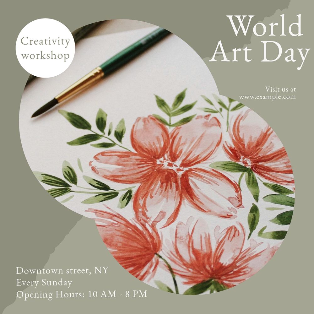 World art day Facebook post template, editable social media ad