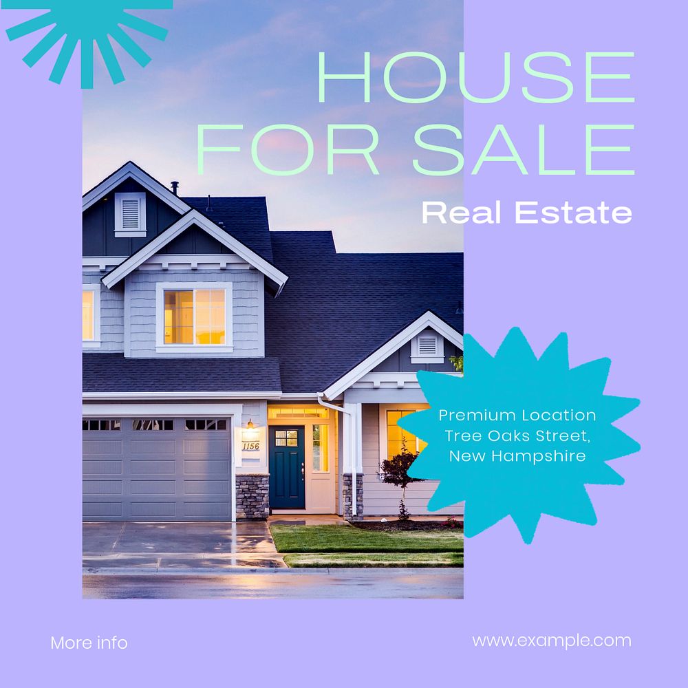 House for sale Instagram post template, editable text