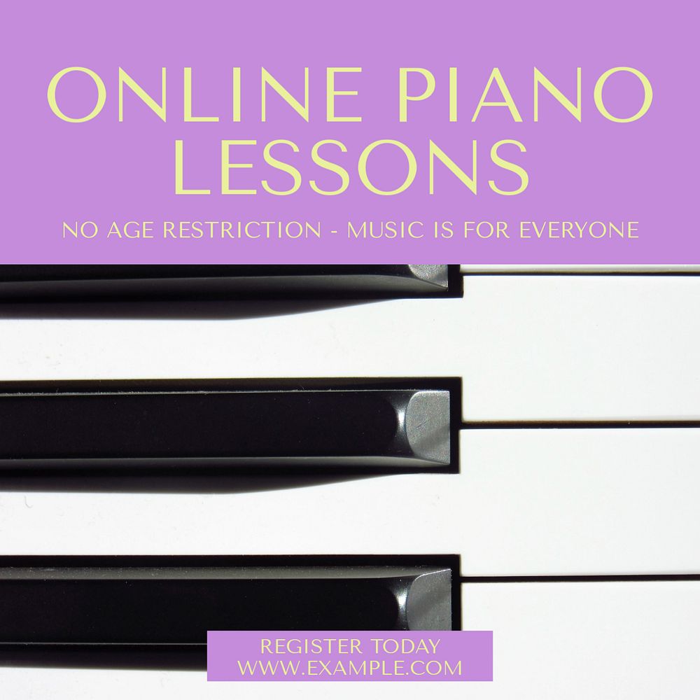 Online piano lesson Instagram post template, editable design