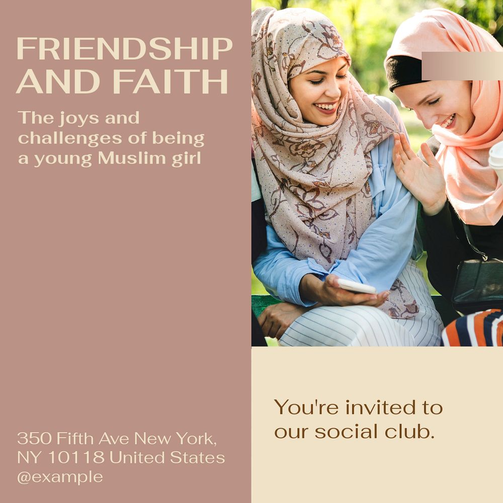 Friendship and faith Instagram post template, editable design