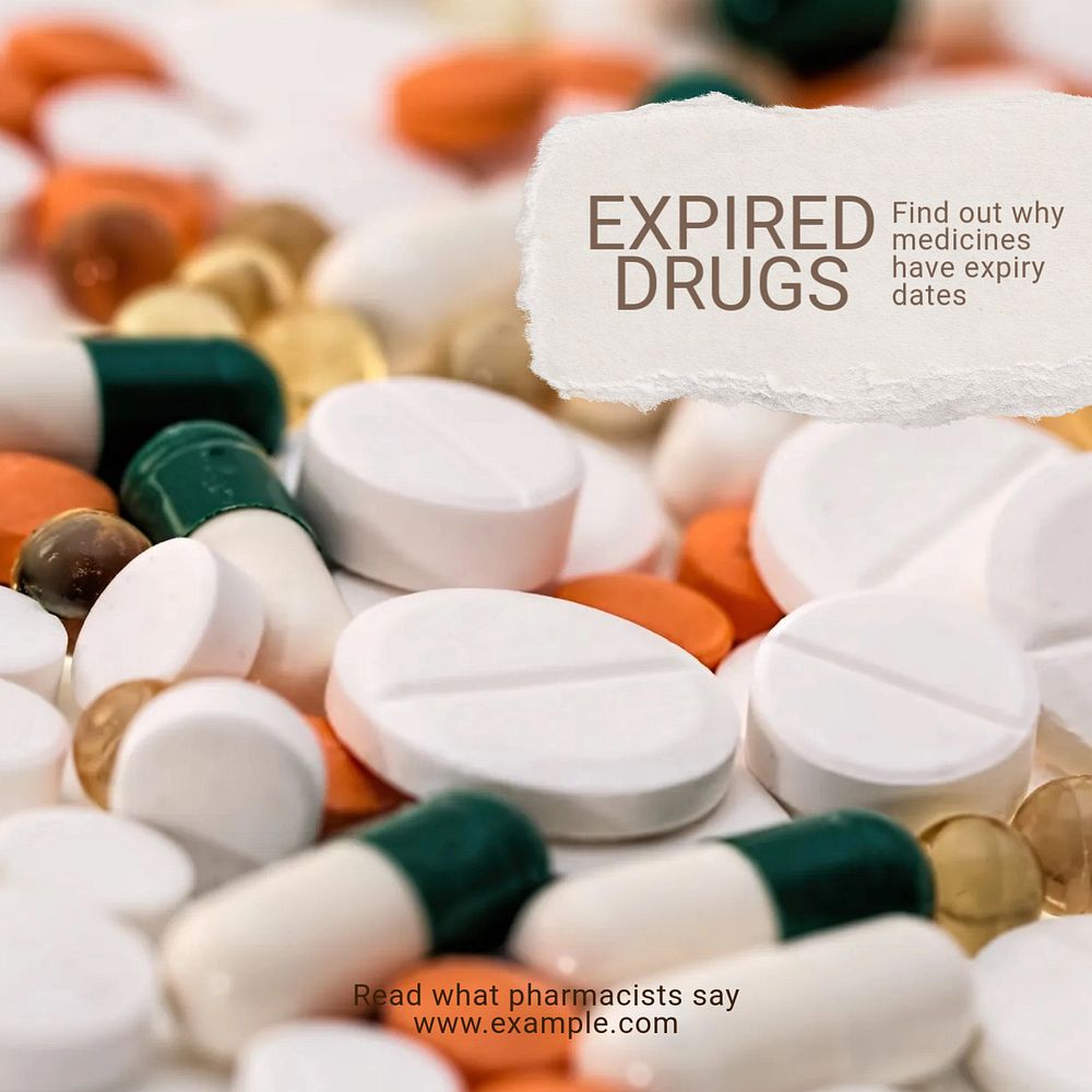 Drug expiry Instagram post template, editable text