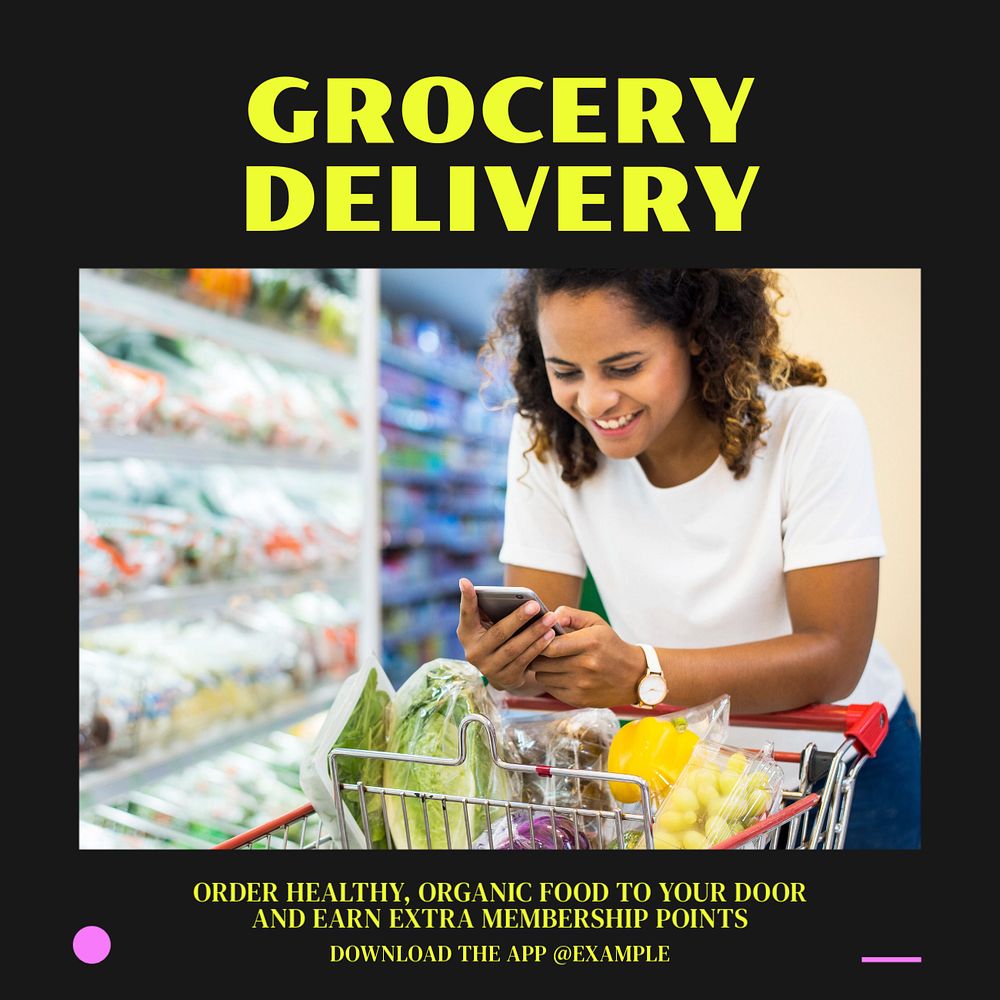 Grocery delivery Instagram post template, editable design