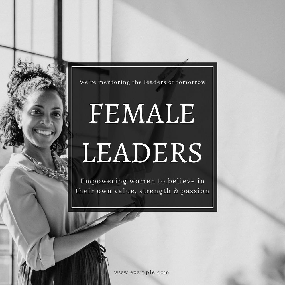 Female leaders Instagram post template, editable text