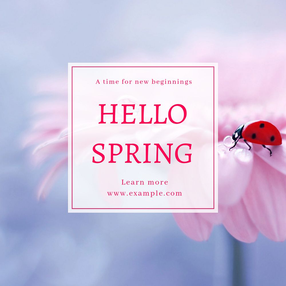 Hello spring Instagram post template, editable text