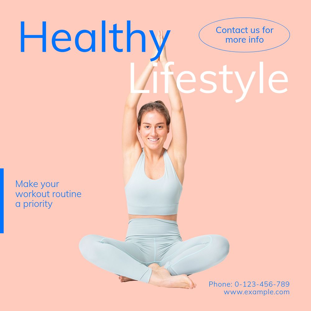 Healthy lifestyle Instagram post template, editable text