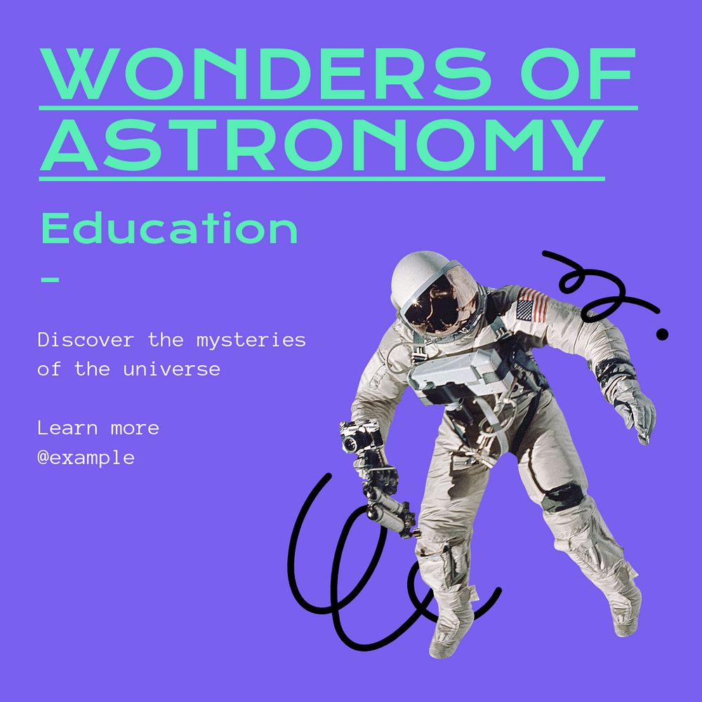 Astronomy Instagram post template, editable text