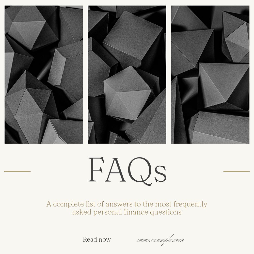 FAQS Facebook post template, editable social media ad