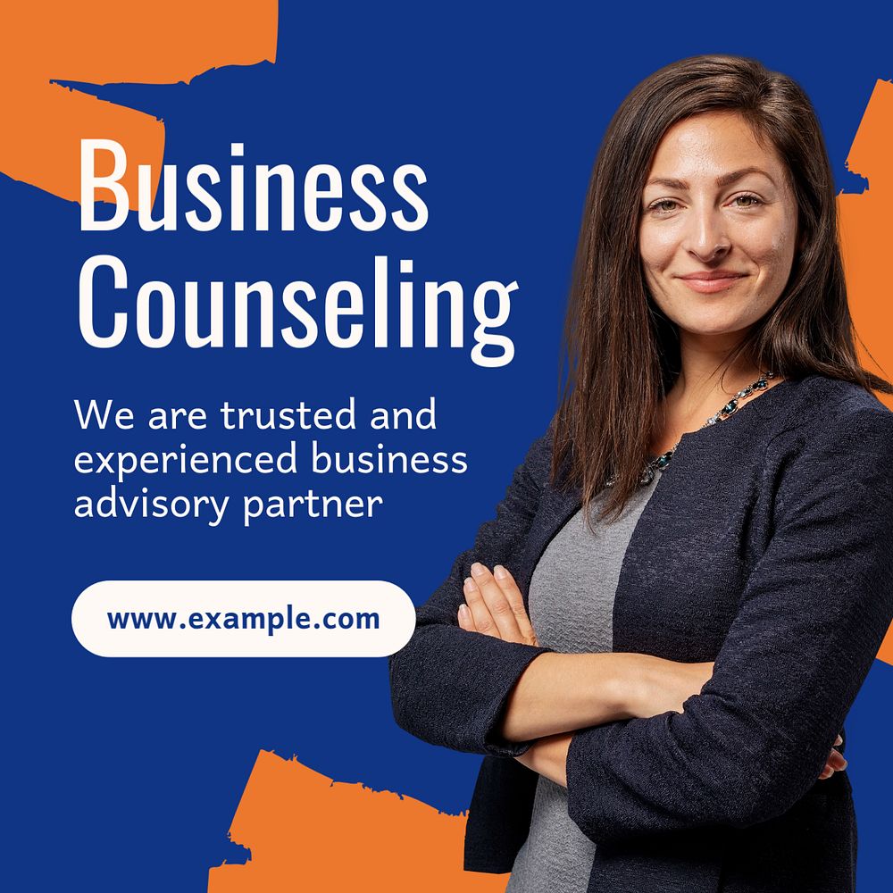 Business counseling Instagram post template, editable text