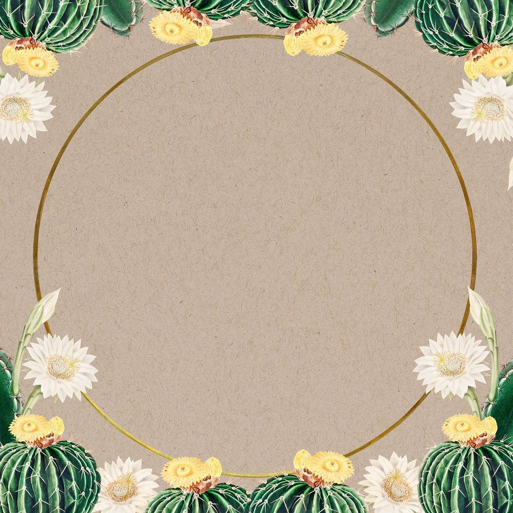 Cactus illustration border frame, editable botanical design