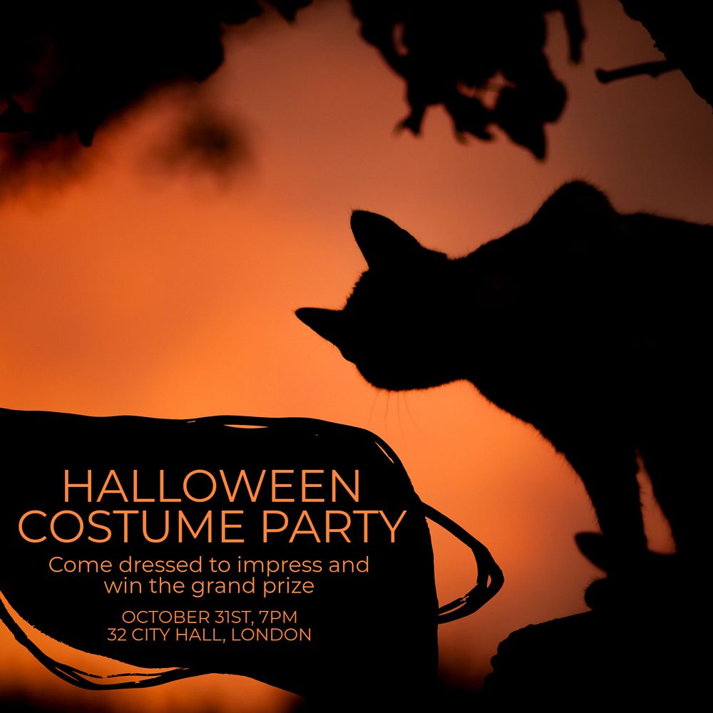 Halloween costume party Instagram post template, editable text