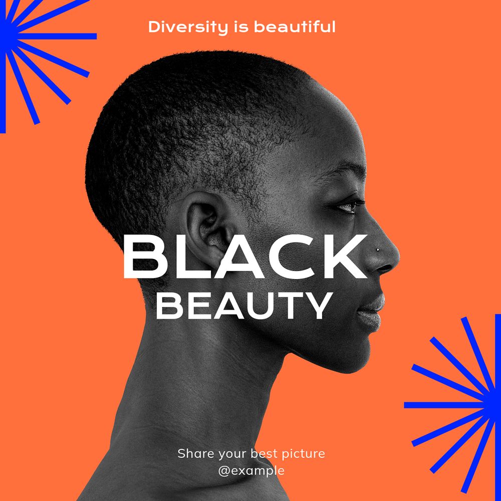 Black beauty Instagram post template, editable text