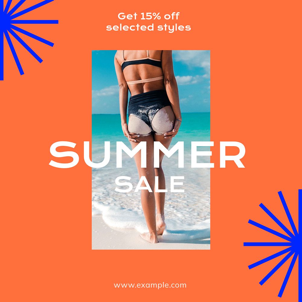 Summer sale Facebook post template, editable design