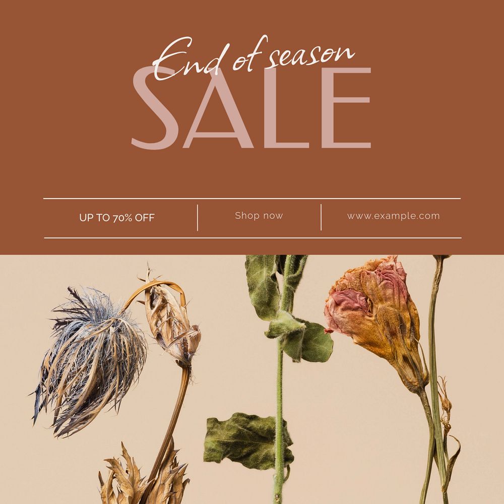 End of season sale Facebook post template, editable social media ad