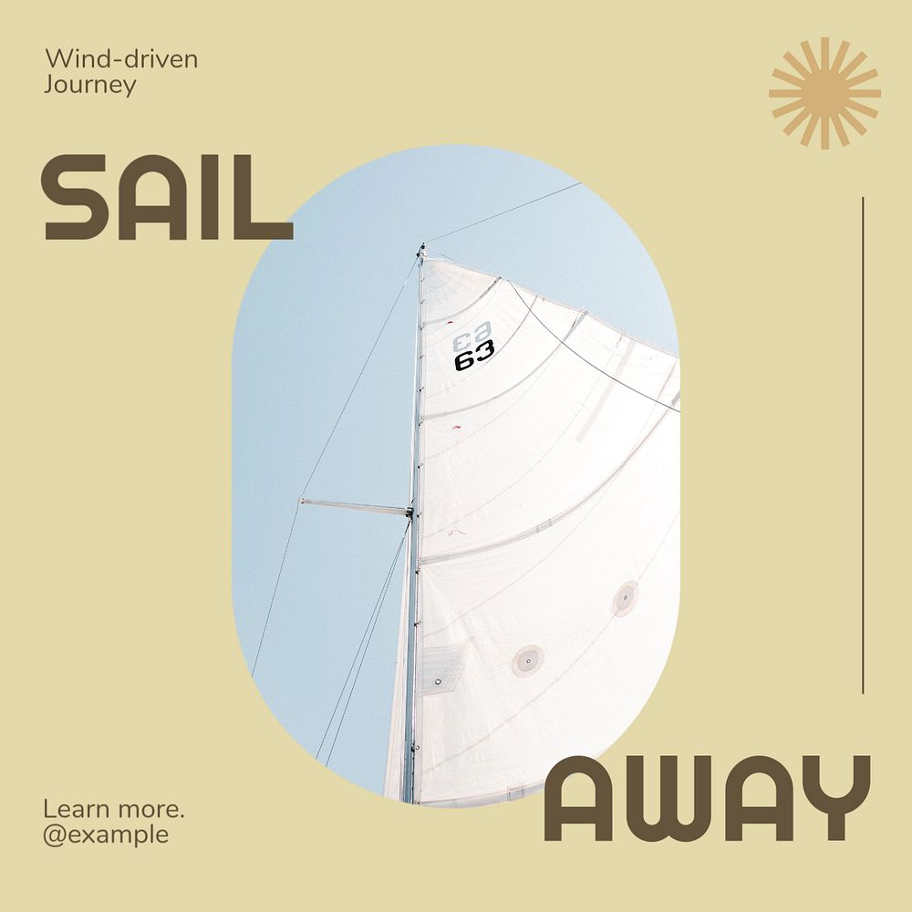 Sail away Instagram post template, editable text