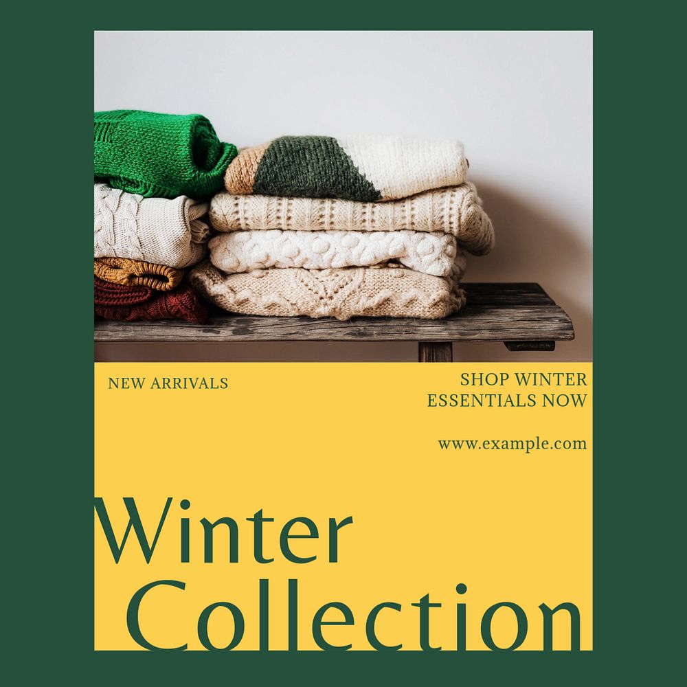 Winter collection Facebook post template, editable social media ad