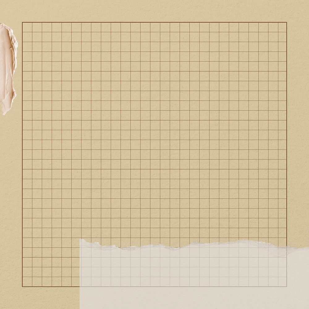 Grid brown background, editable ripped paper collage element