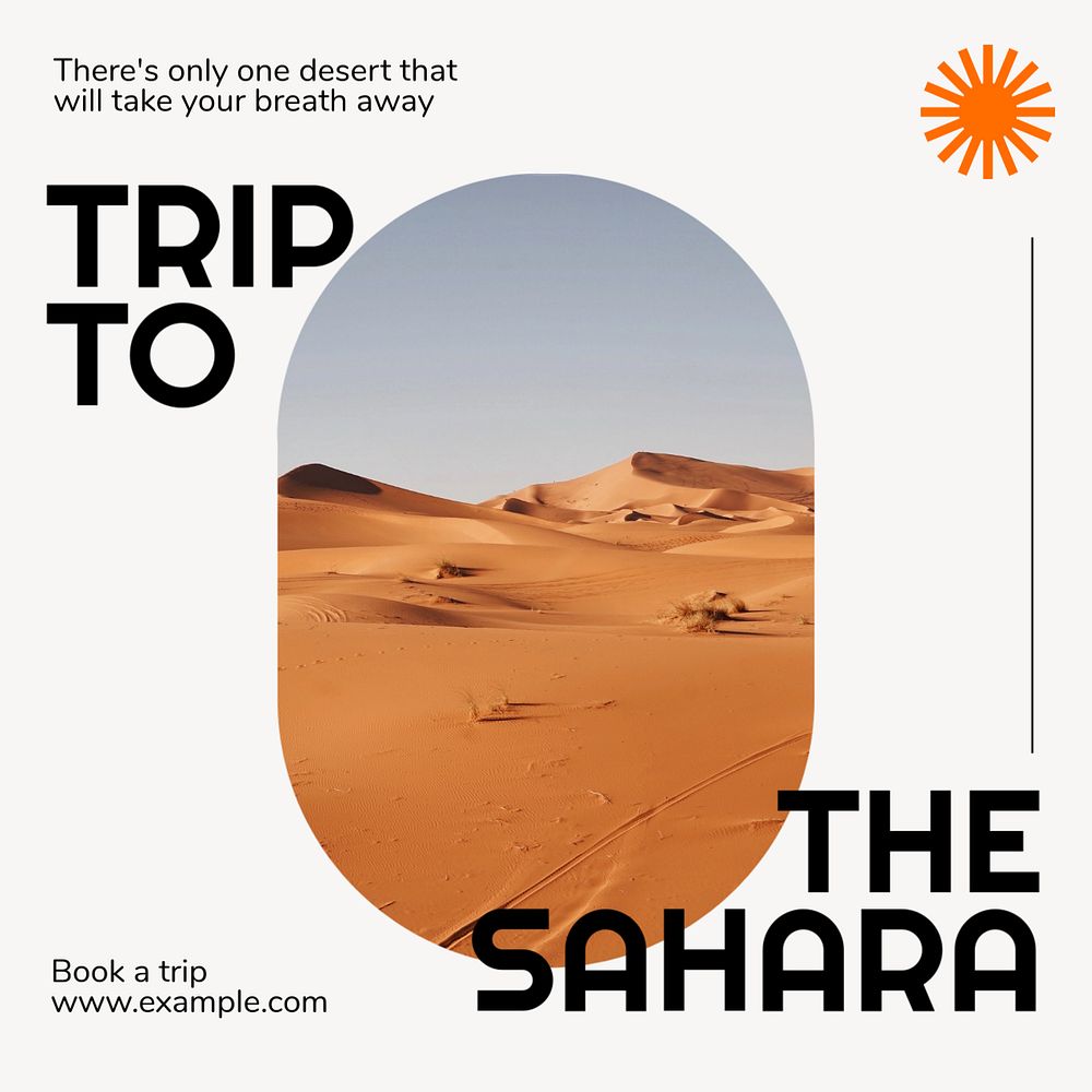 Sahara desert Instagram post template, editable text