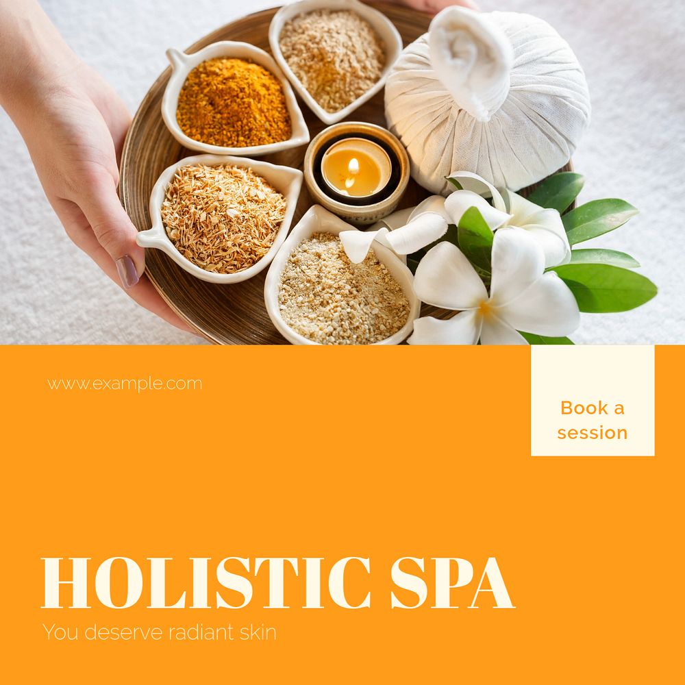 Holistic spa Instagram post template, editable design