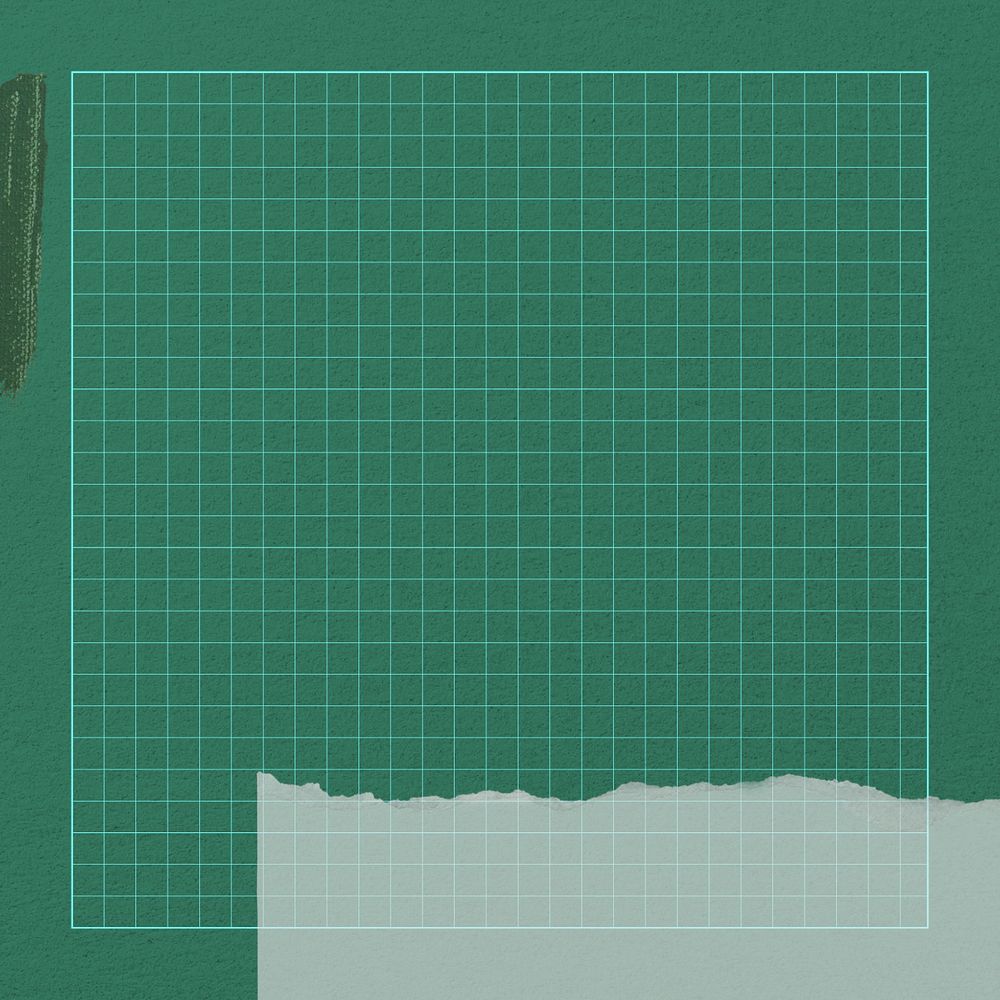 Grid green background, editable ripped paper collage element