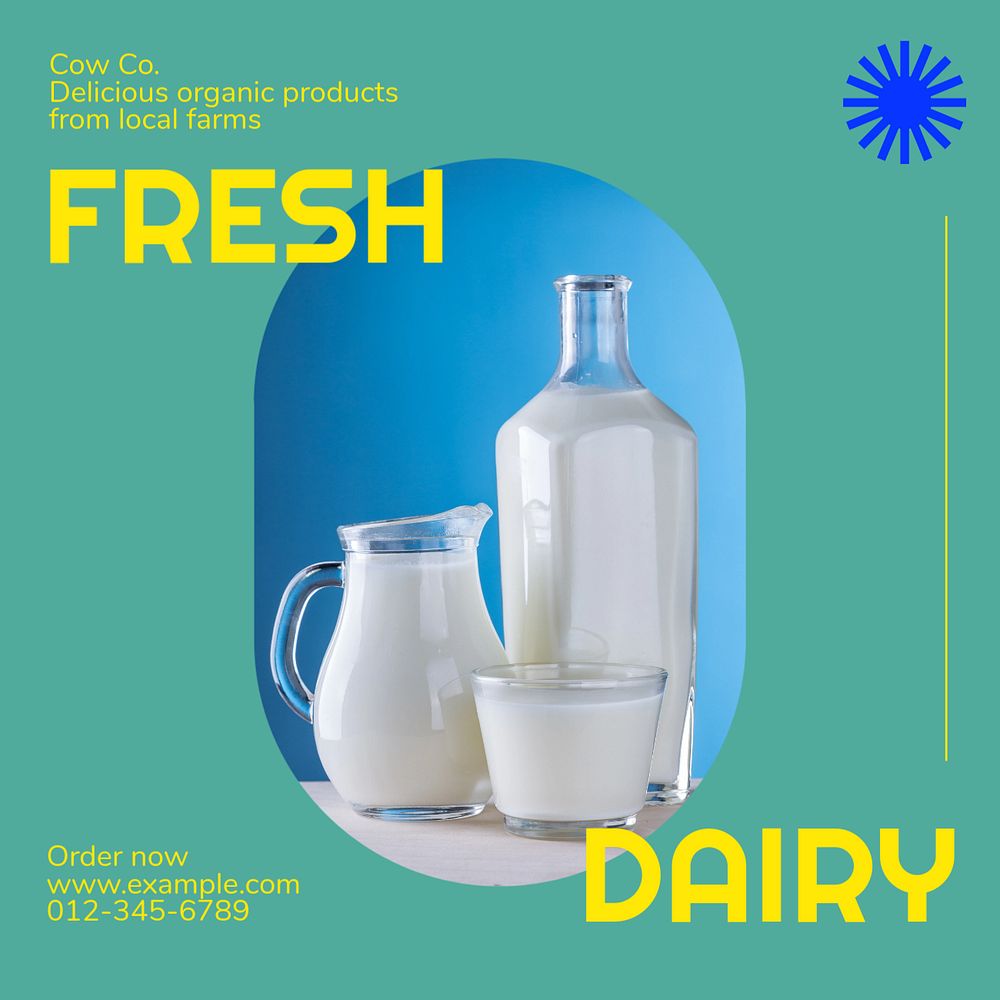 Fresh dairy Instagram post template, editable text