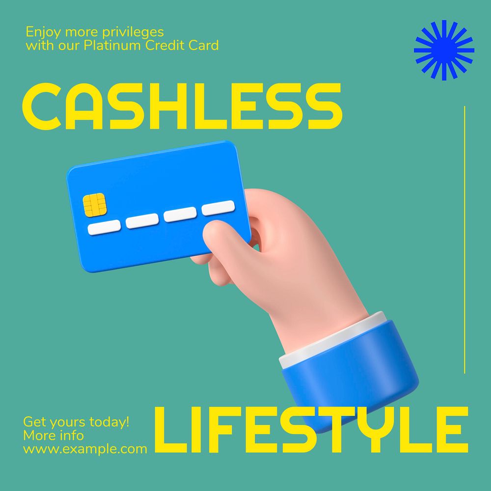 Cashless lifestyle Instagram post template, editable text