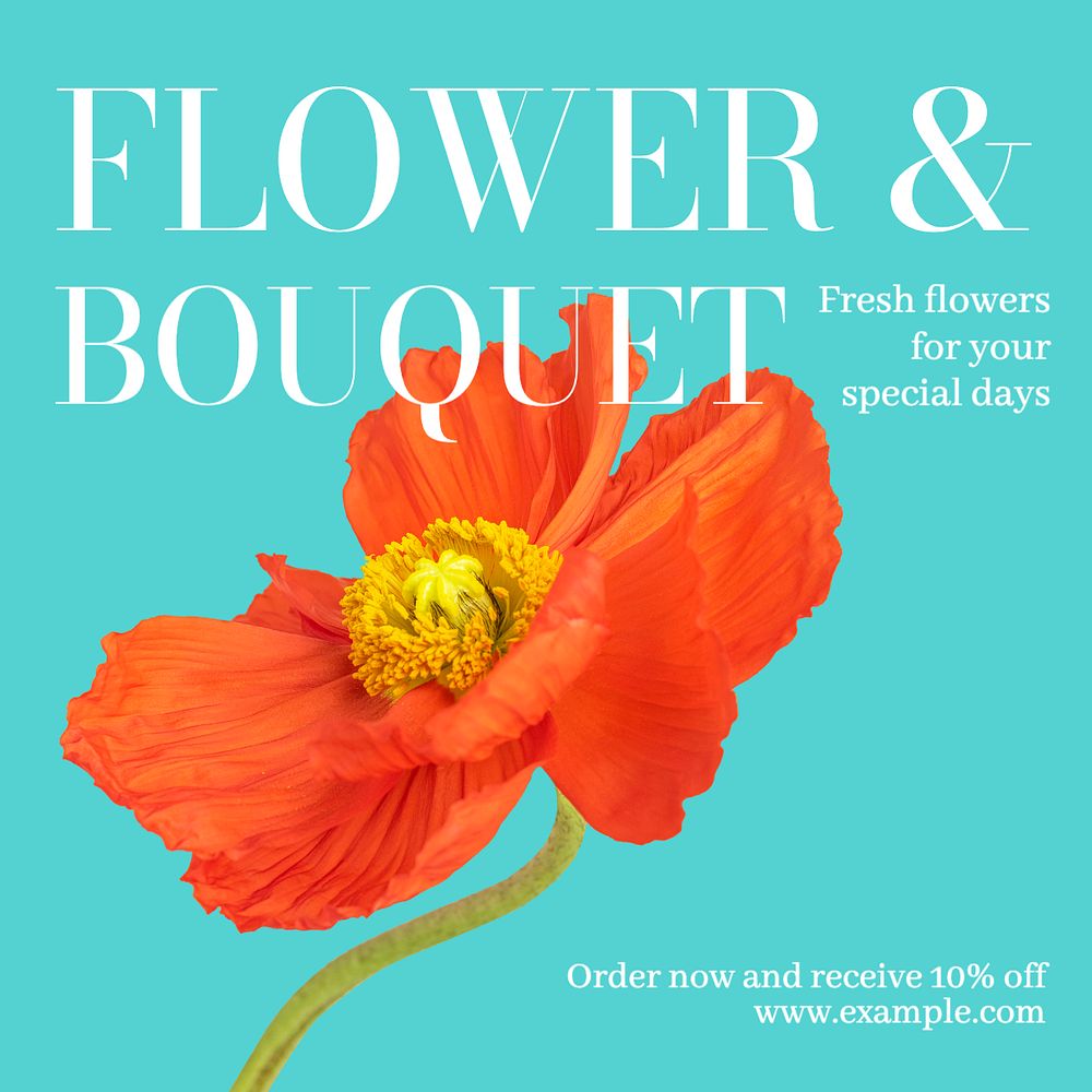 Flower & bouquet Instagram post template, editable text