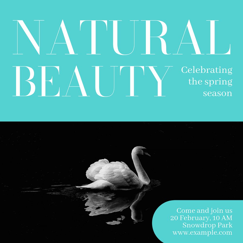 Natural beauty Instagram post template, editable text