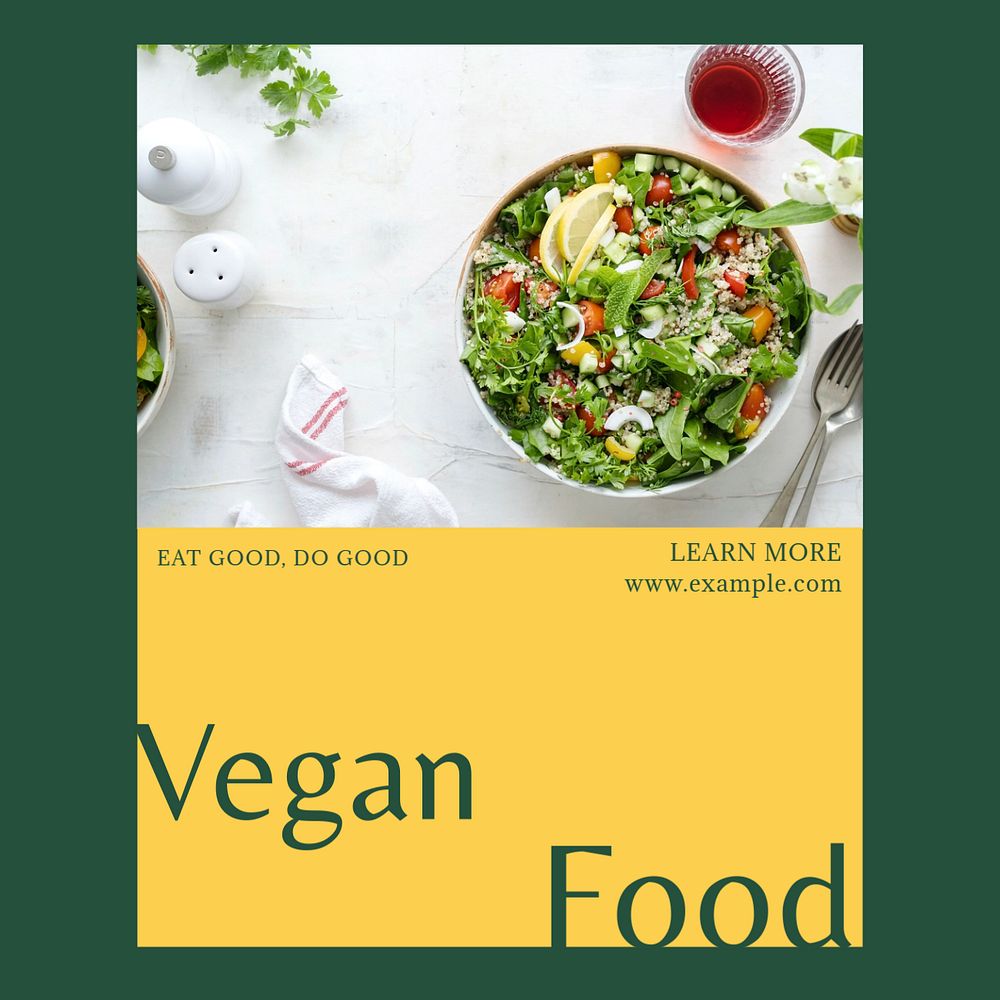 Vegan food Facebook post template, editable social media ad