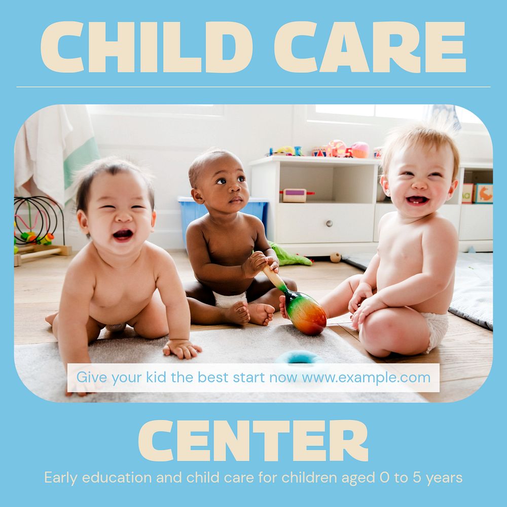 Child care center Instagram post template, editable design