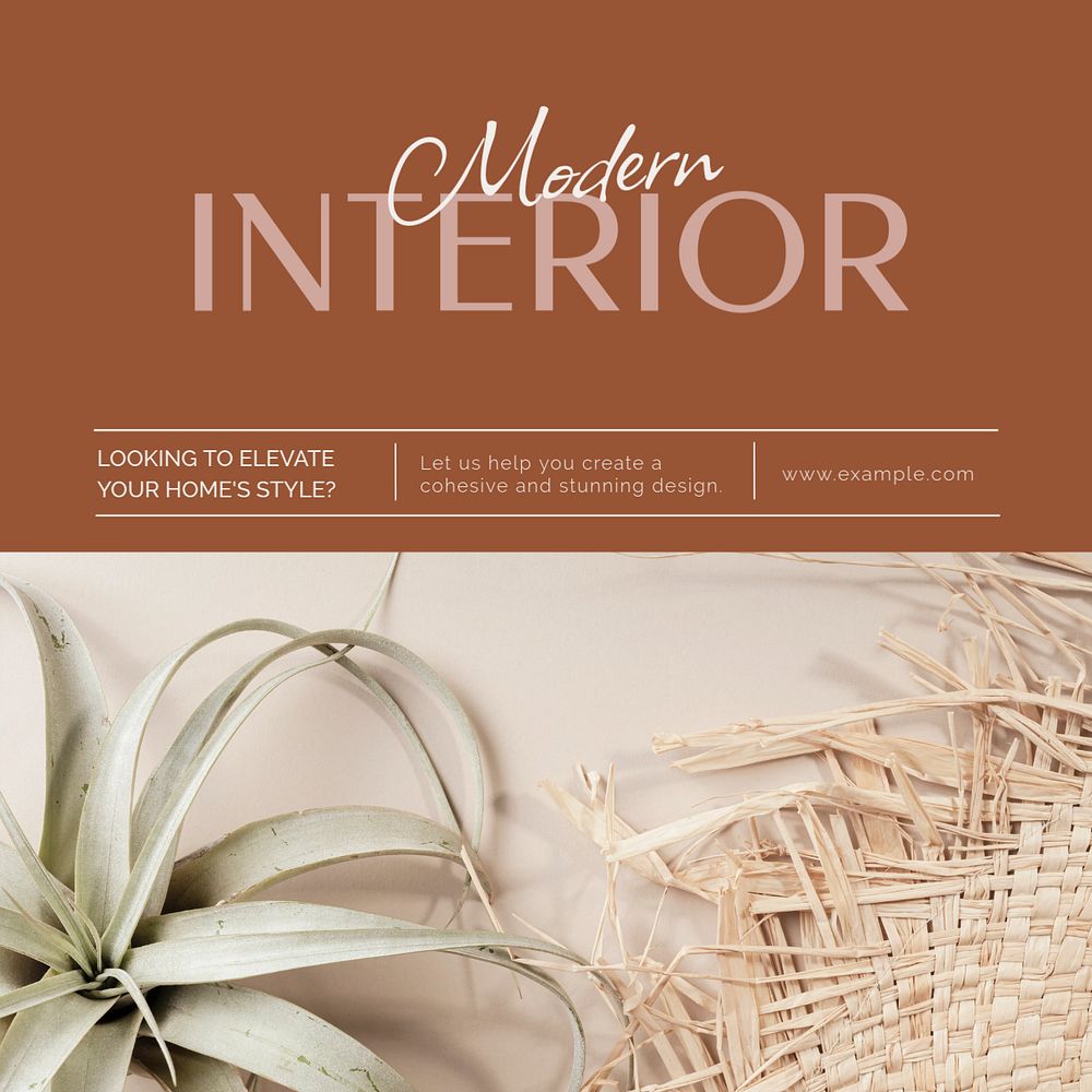 Modern interior Facebook post template, editable social media ad