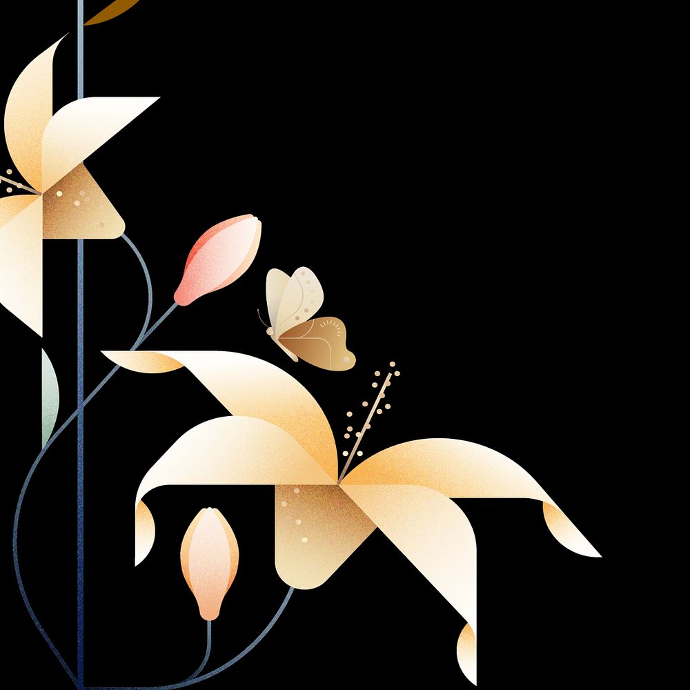 Black lily floral design space, editable design