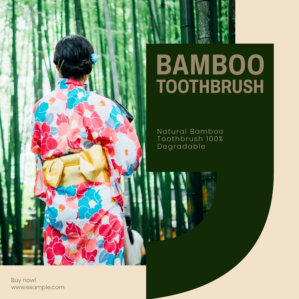 Bamboo toothbrush Instagram post template, editable design