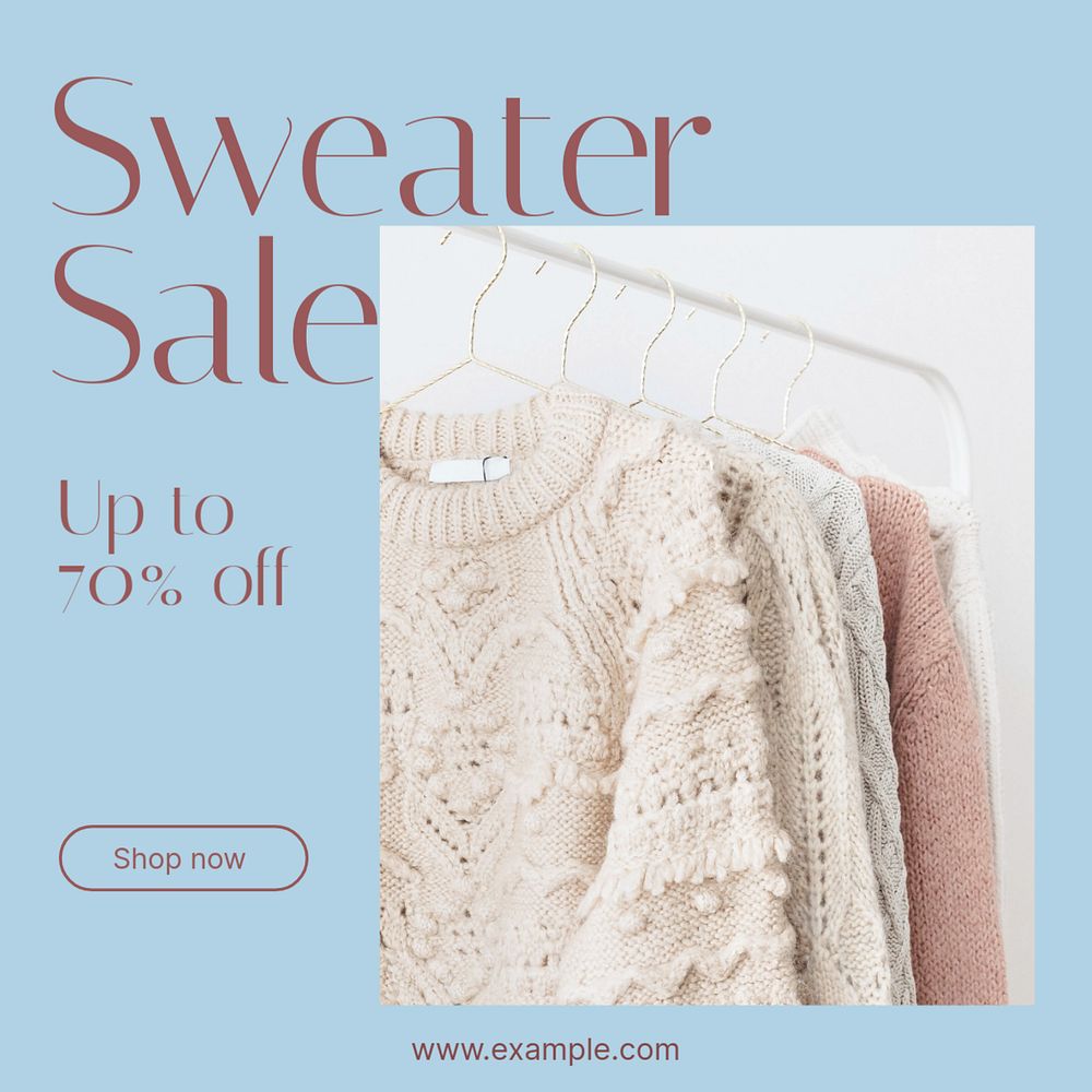 Sweater sale Facebook post template, editable social media ad