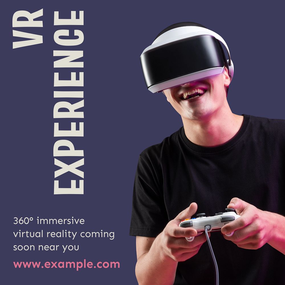 VR experience Instagram post template, editable text