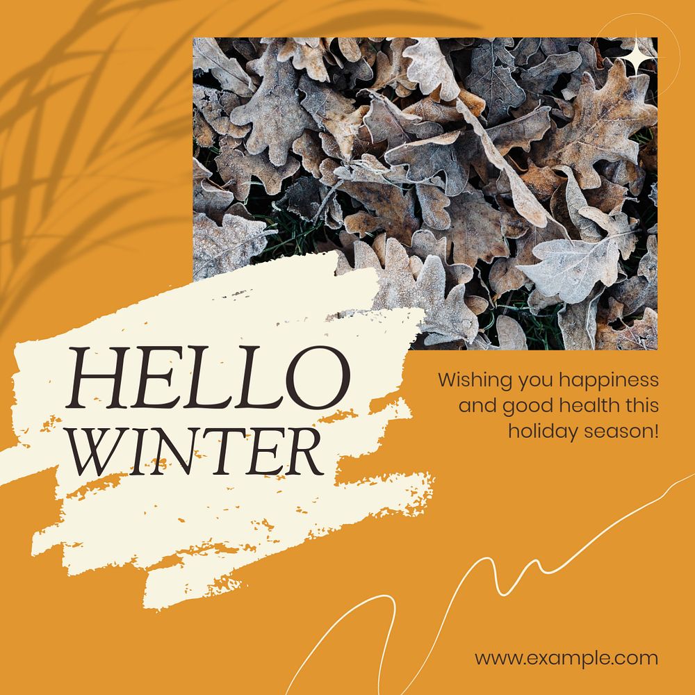 Hello winter wish Facebook post template, editable social media ad