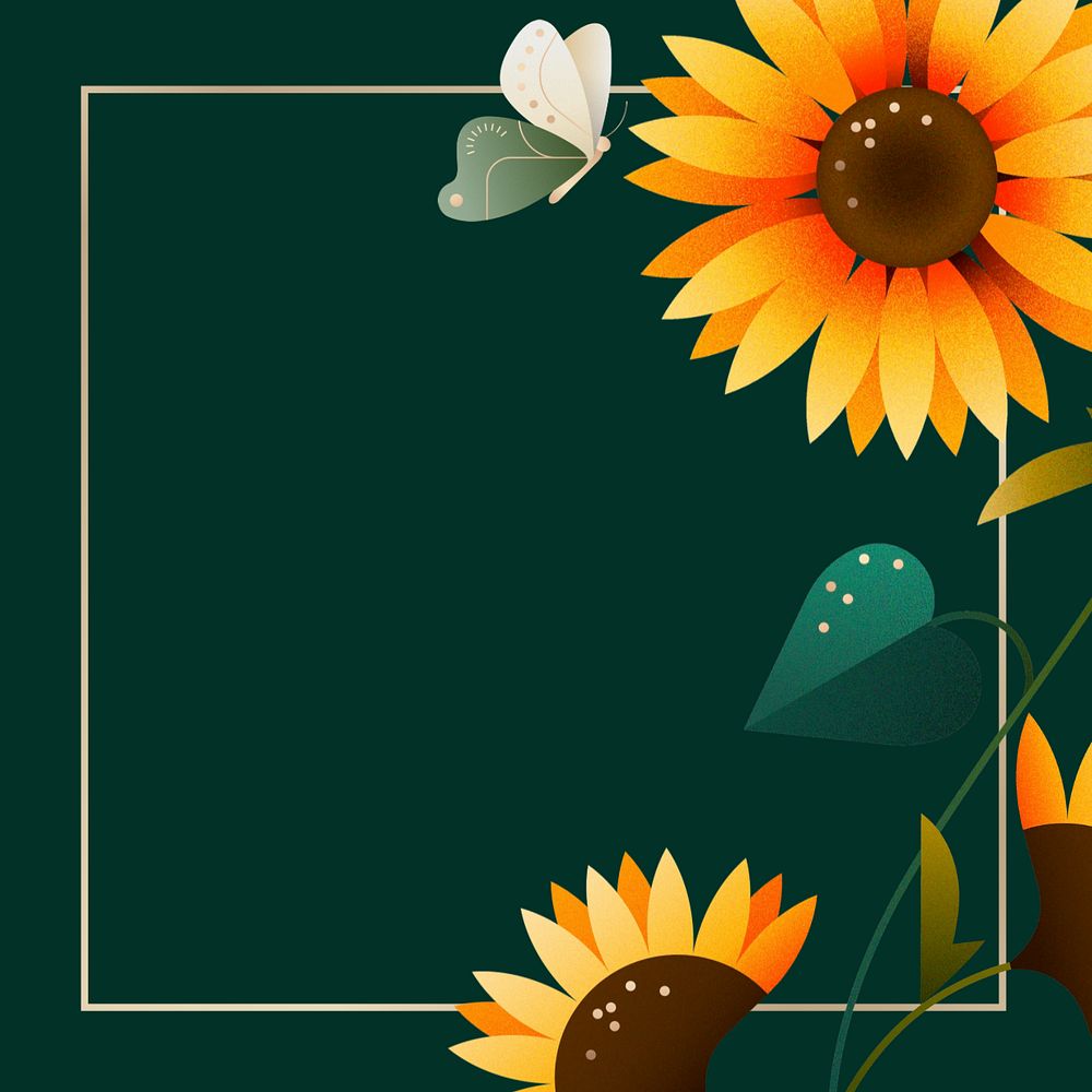 Green geometric sunflower border frame, editable design